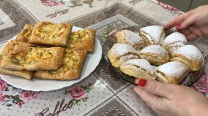 Два блюда из слоеного теста Ленивые пирожки Творожные треугольники.mp4