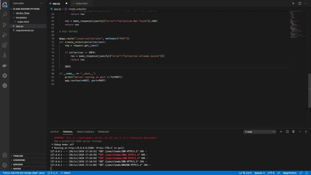 Learning - Service with 8 endpoints with Python & Flask in Docker Container