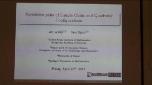 Attila Sali 'Forbidden Pairs of Minimal Quadratic and Cubic Configurations'