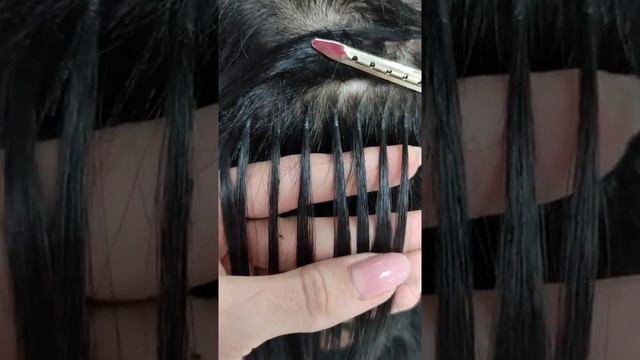 Наращивание волос на затылочной части головы ,длина собственных волос 2-3 см .