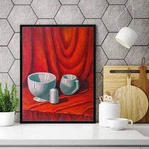 Картина Белое на красном. Живопись маслом