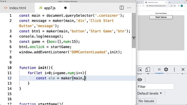Learn JavaScript DOM element update create a Game  Element Catcher Game Part 1 set up