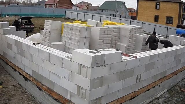 Кладка газоблока в TimeLaps aerated concrete blocks timelapse