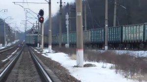 ВЛ10у-999 с грузовым поездом следует со станции Бекасово-Сортировочное в сторону Селятино, 16.2.202