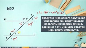 Геометрія 7 клас. Властивості кутів, утворених при перетині двох прямих січною