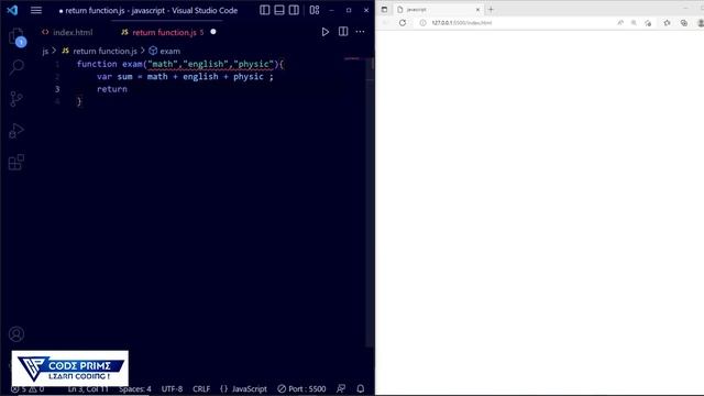 JavaScript Functions with Return Value | Javascript Tutorial: 17 | BY Codeprime