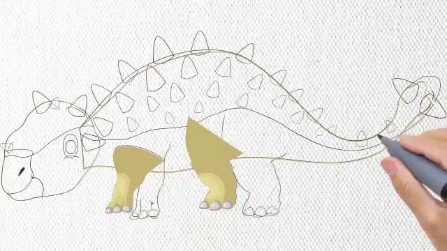Учимся рисовать.  Динозавры.  Анкилозавр