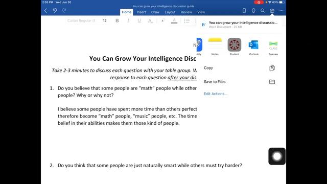 Office 365  Canvas iOS Apps: Submitting Assignment from Word