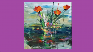 Маки / Демонстрация абстрактной живописи акрилом / Простая техника работы мастихином #04