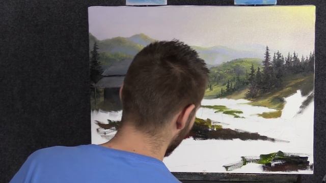 Rustic Cabin Oil Painting | Landscape Art смотреть онлайн