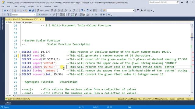 Different Types of SQL Server Functions Part 01