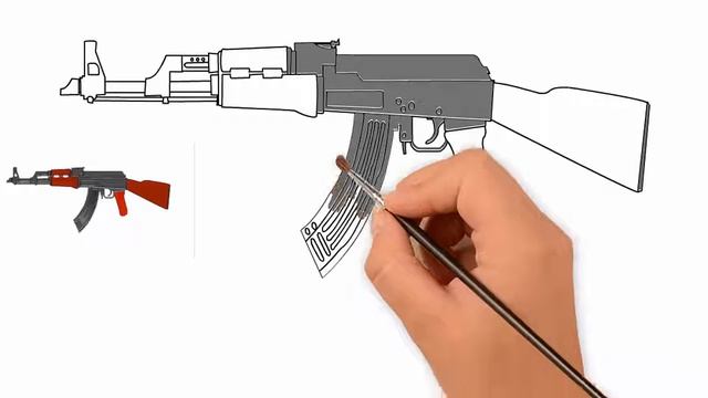 how to draw a gun ak47 step by step drawing tutorial video for kids with drawing skill смотреть онлайн