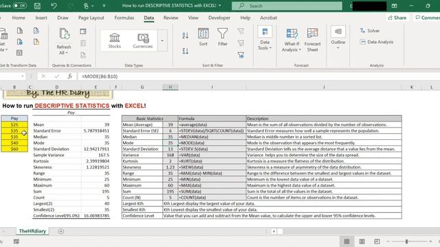 How to run DESCRIPTIVE STATISTICS with EXCEL!