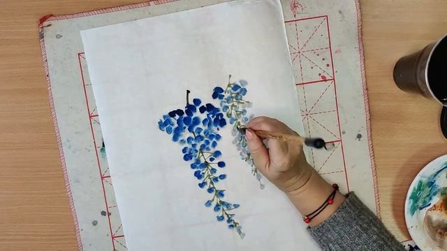 «Глициния». Художник: Елена Чилеева. Китайская живопись Го хуа. Стиль Се и. смотреть онлайн