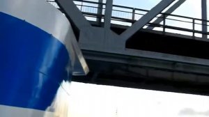 Теплоход Суворов проходит под Вантовым мостом 12.07.11.