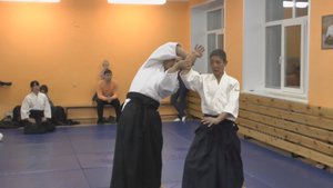 Демонстрация техники Сенсеем Сонода Такехико (8 дан Ёсинкан Айкидо)