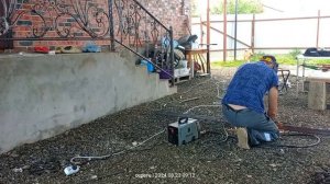 сварка, перила на ступени, полуавтоматом порошковой проволокой, zojan mig 200