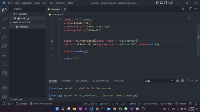 Tkinter tutorial for beginners #1: mainloop(), Widgets, Widget Hierarchy