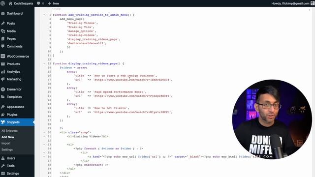 Show Training Videos in the Wordpress Dashboard - Code Snippets - CodeSnippets