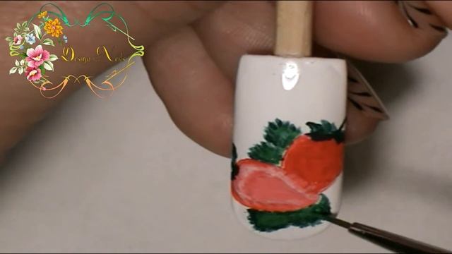 Дизайн ногтей "Клубника".Гель лак и акриловые краски.Идеи маникюра для начинающих.