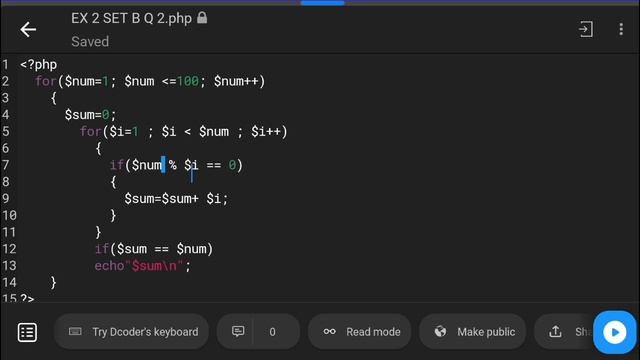 PHP Tutorial: Displaying Perfect Numbers (1-100) | BCA Sem 3 Lab Book PHP Assignment 2 Set B Q2