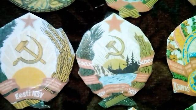 Гербы 16 ти республик советского союза .из картона , бумаги.( Обзор ) .