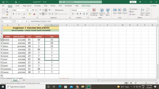 Excel Learning Mantra Tutorial in Hindi | Assignment-7 #aaetclasses #excel #exceltutorial #sumif