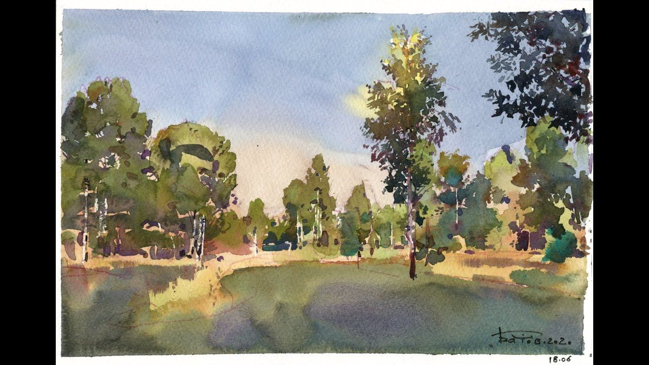 20200618 Прокшино. Акварельный этюд. Summer watercolor plein air