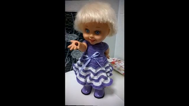 Вязание крючком для кукол: платье Морской бриз от KasatkaDollsFashions смотреть онлайн