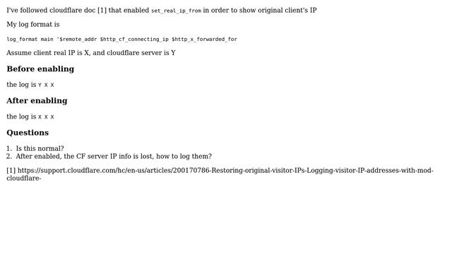 Show upstream Cloudflare server IP after enabled nginx / set_real_ip_from смотреть онлайн