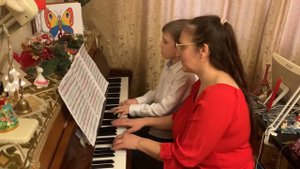 SOFT MOZART Winter Recital 2023-2024 Vasya (10) с мамой в 4 руки plays: Рауно Лехтинен «Летка-енка»