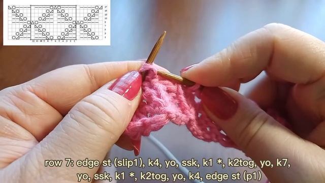 Красивый и стильный узор "Ажурные ромбы спицами". Узоры спицами. Вязание. Rhombuses knitting patter