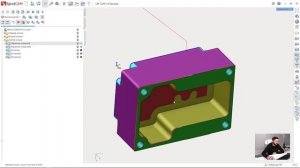 [Урок по фрезерной обработке в SprutCAM 12] 21 - [Третий установ] Обработка фаски и моделирование