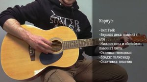 Бюджетная акустическая гитара формы фолк HOMAGE LF-3910 N. Походная гитара. Демо