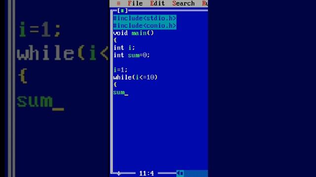 program for Print sum of 1 to 10 number using while loop in c #short