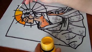Рисунок витражными красками / GALLERY GLASS COLORS / Моя первая картина на стекле