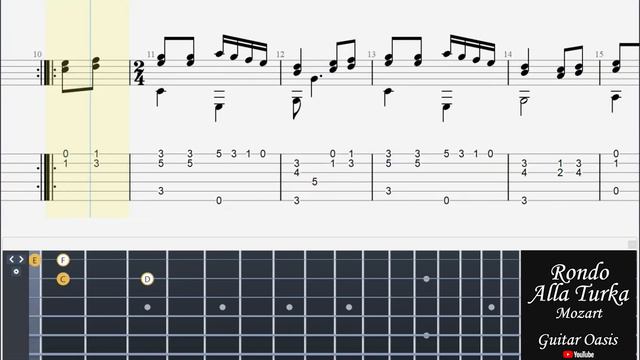 Rondo Alla Turka (Turkish March) - Mozart (Solo + Guitar tab + Tutorial)