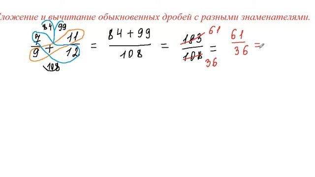 Сложение и вычитание обыкновенных дробей с разными знаменателями