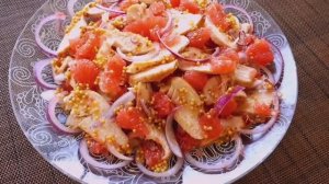 Салат с куриным мясом и грейпфрутом.Теперь готовлю часто - понравился!!!