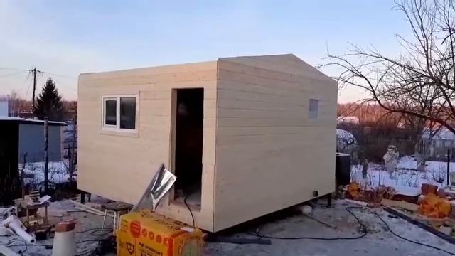 Каркасная баня 4 на 4 на сваях. смотреть онлайн