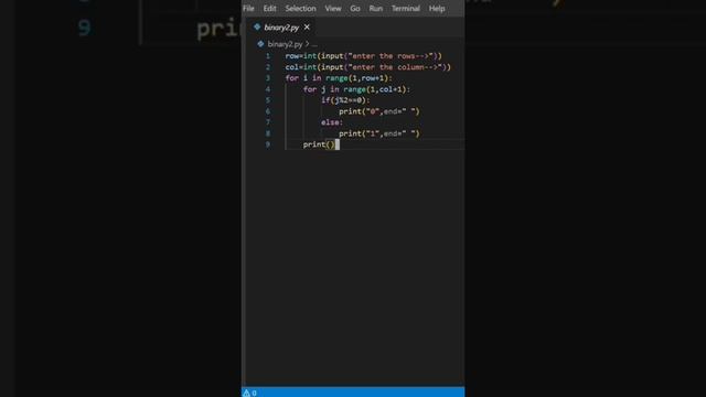 One And Zero Binary Square Using Python #python #programming #codewithdiksh