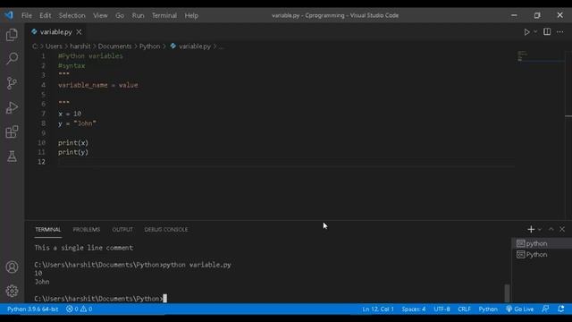 #4.1 Lecture 4.1 : Python tutorials for beginners to advanced | Variables in Python