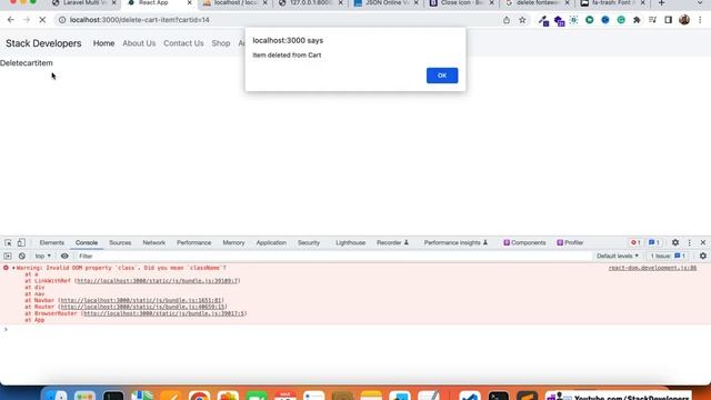 #39 React JS Tutorial with Laravel | Delete Product from Shopping Cart Page on React App