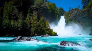 Huilo Waterfall and River 4k in Chilean. Relaxing Nature Sounds, Waterfall, White Noise for Sleep.