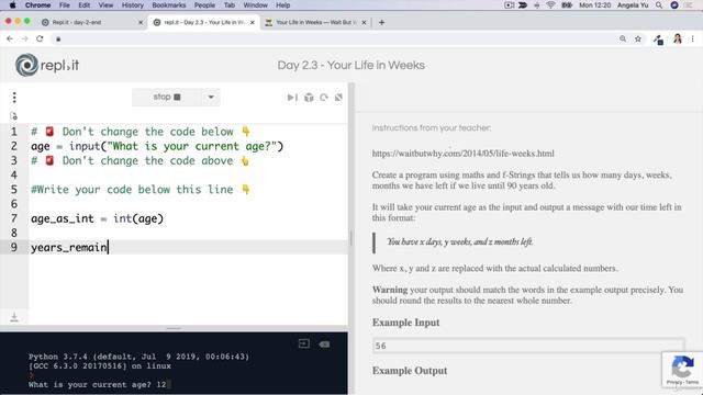 Day 2 - Understanding Data Types and How to Manipulate 8 [Interactive Coding Exercise] Life in Weeks смотреть онлайн