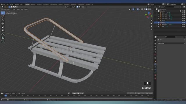 Санки в Блендере 2.9 - Sledge (Sleigh) in Blender 3D | Timelapse #blendertutorial