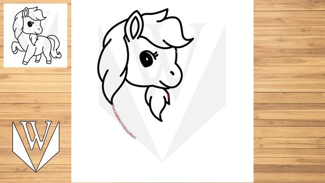 Как рисовать милая лошадь Шаг за шагом, легко для детей и начинающих. Учебник по рисованию. смотреть онлайн