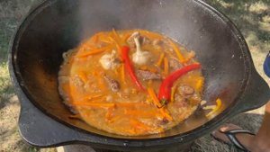 Рассыпчатый плов с говядиной в казане