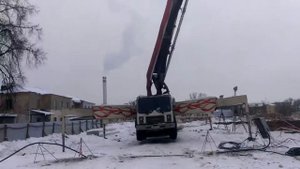 Работа автобетононасоса (betonpumpe) mack Putzmeister 58m